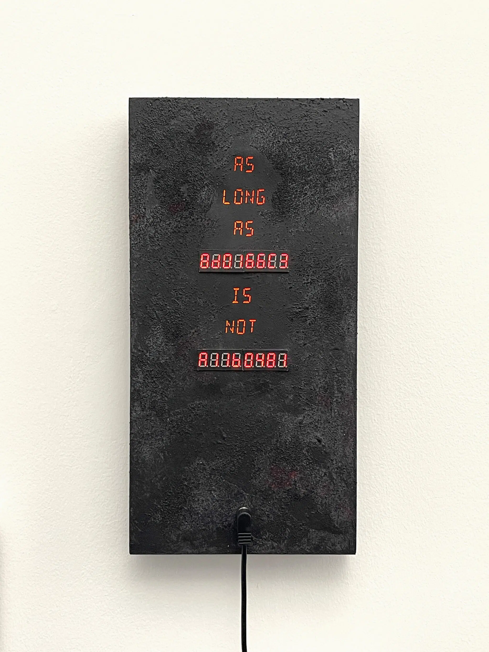 exonemo, &ldquo;As long as ________ is not ________,&rdquo; 2026. Mixed media. (Courtesy of the artist and NowHere)