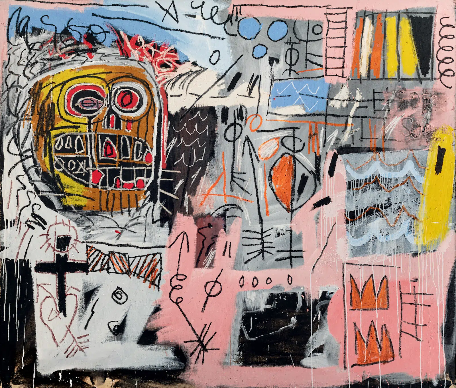 &ldquo;Untitled,&rdquo; 1982. Acrylic and oil stick on canvas. (Courtesy Colour Themes)