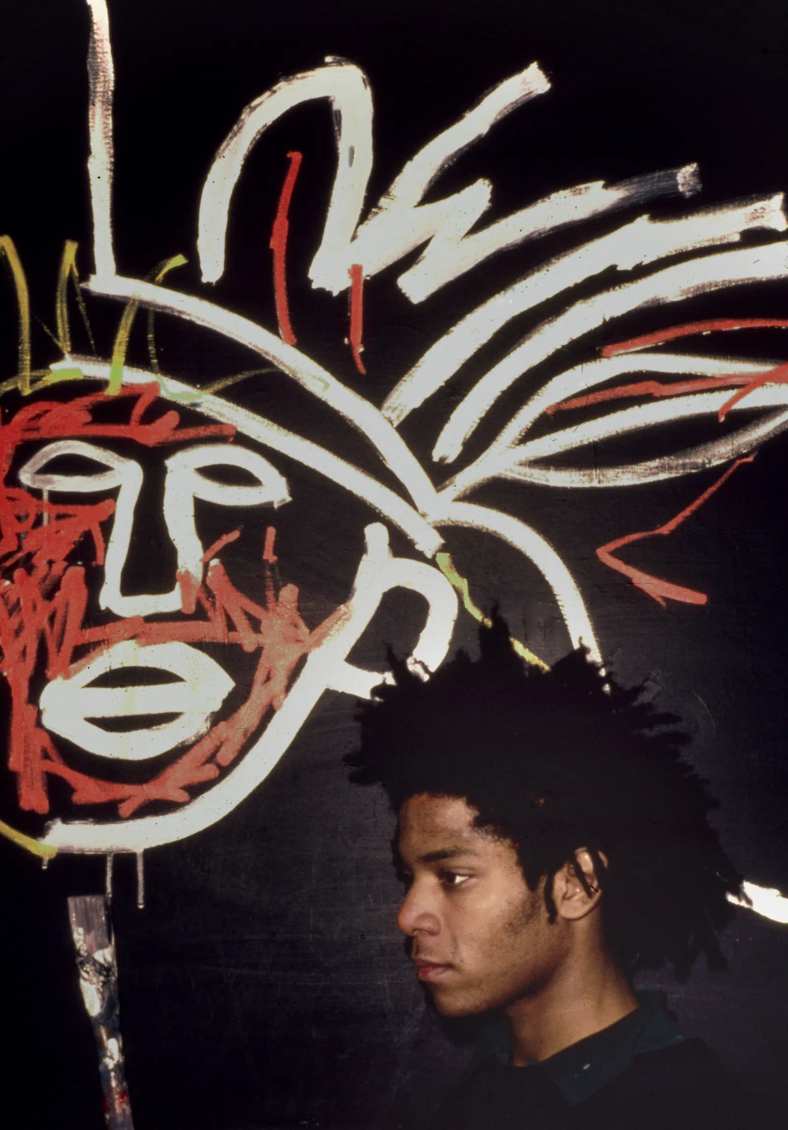 Basquiat at his New York City studio, 1982. (Photo: Naoki Okamoto)