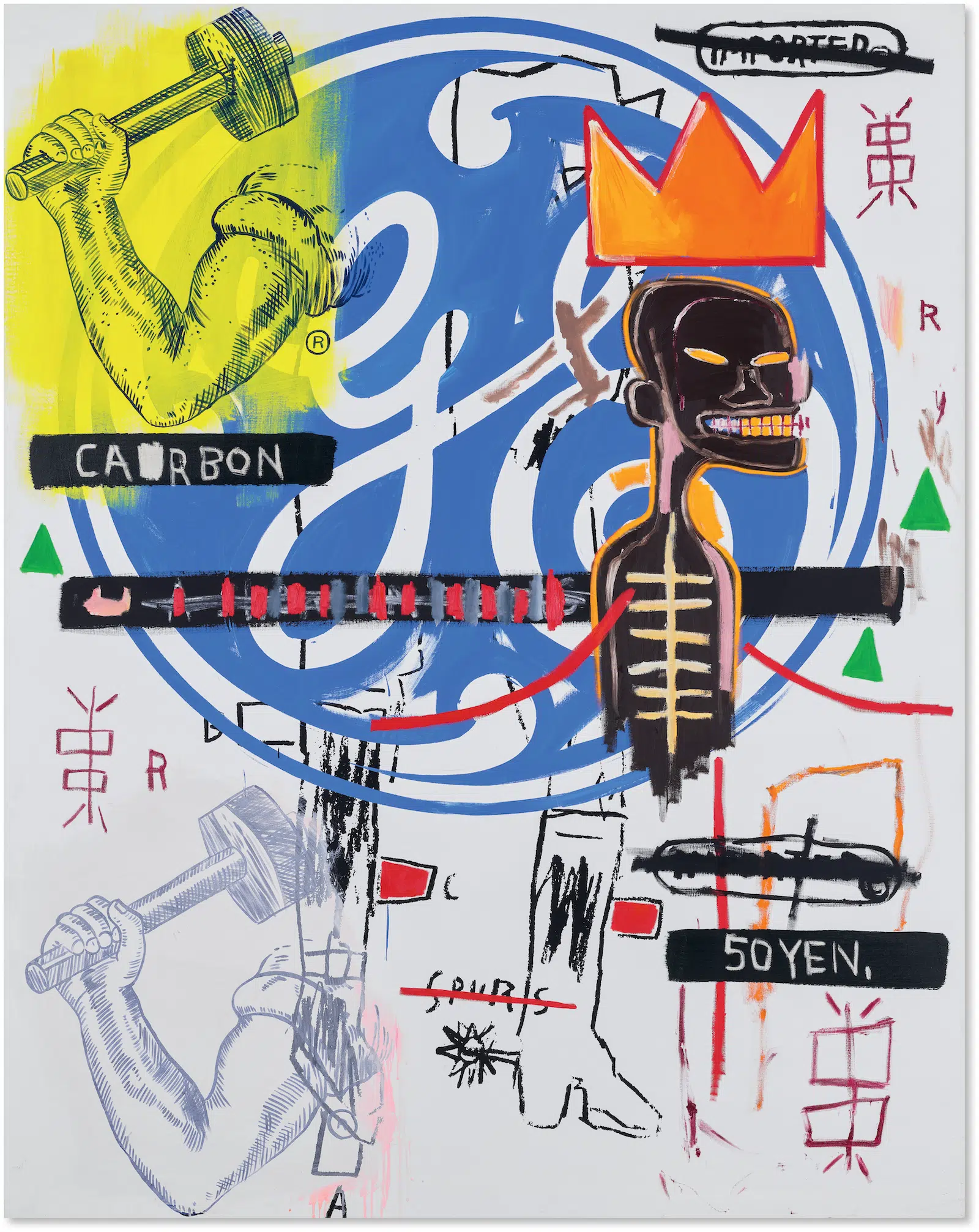 Basquiat and Any Warhol, &ldquo;Untitled,&rdquo; 1984&ndash;85. Acrylic, oil stick, and silk screen on canvas. (Courtesy Colour Themes)
