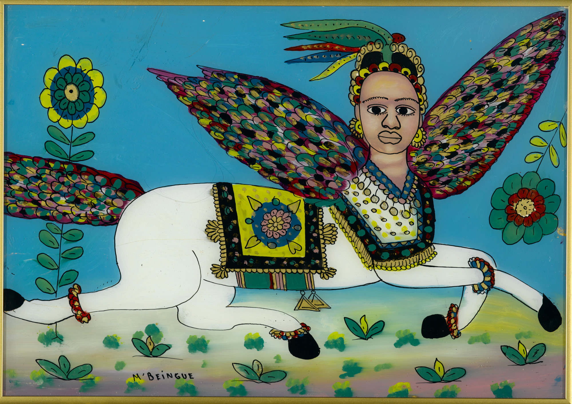 Gora Mbengue, &ldquo;Al-Buraq,&rdquo; 1975. Glass and paint