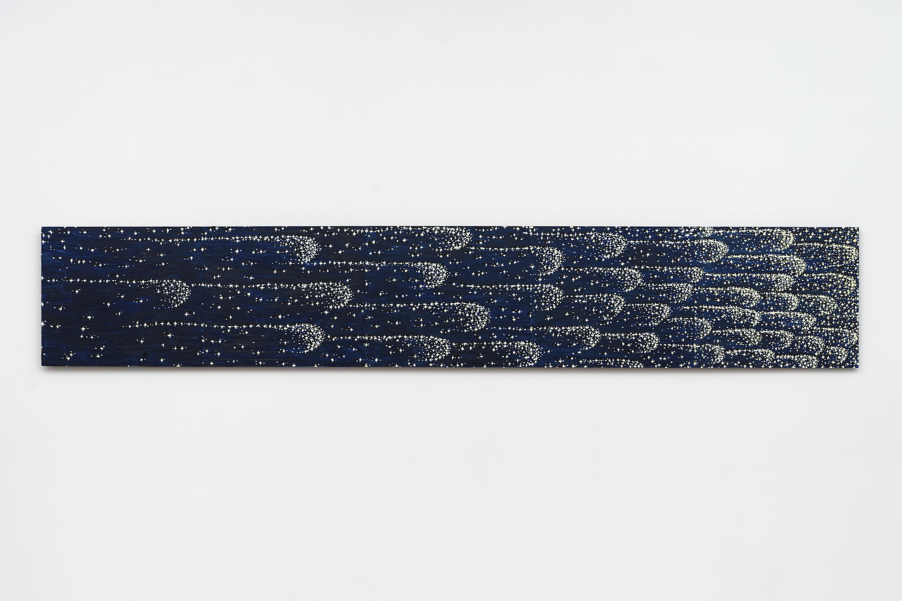 &ldquo;Dark waves,&rdquo; 2025. Oil on 5 masonite panels.