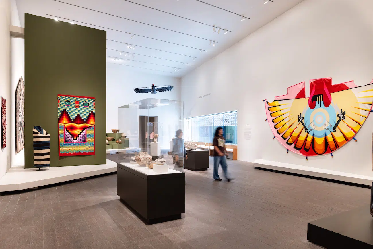 Installation view of "Arts of Indigenous America," at the de Young Museum, San Francisco, 2025. 