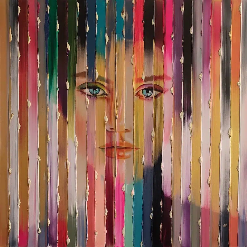Christel D. Petraud Realistic Portraits With Dripping Paint 