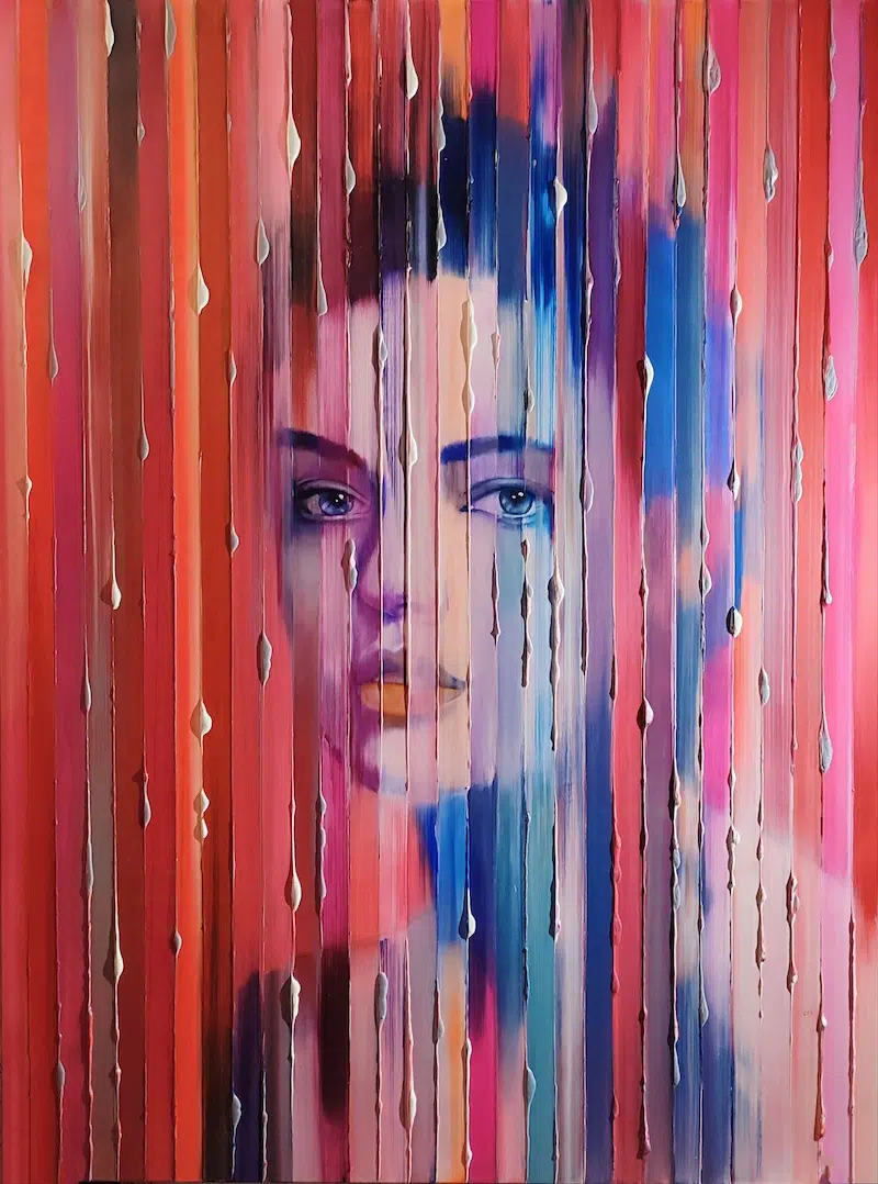 Christel D. Petraud Realistic Portraits With Dripping Paint 
