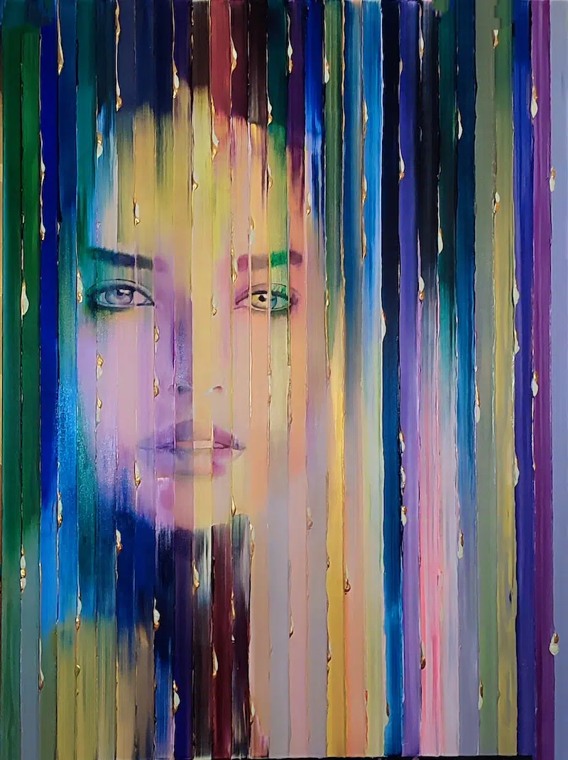 Christel D. Petraud Realistic Portraits With Dripping Paint 