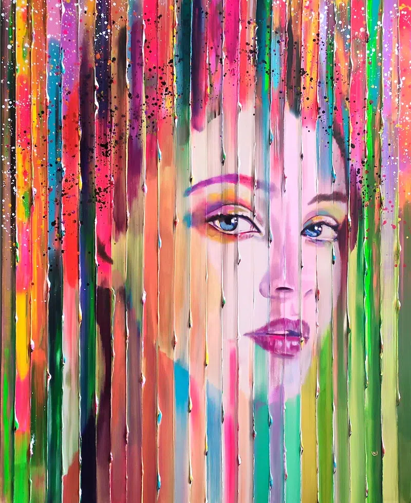 Christel D. Petraud Realistic Portraits With Dripping Paint 