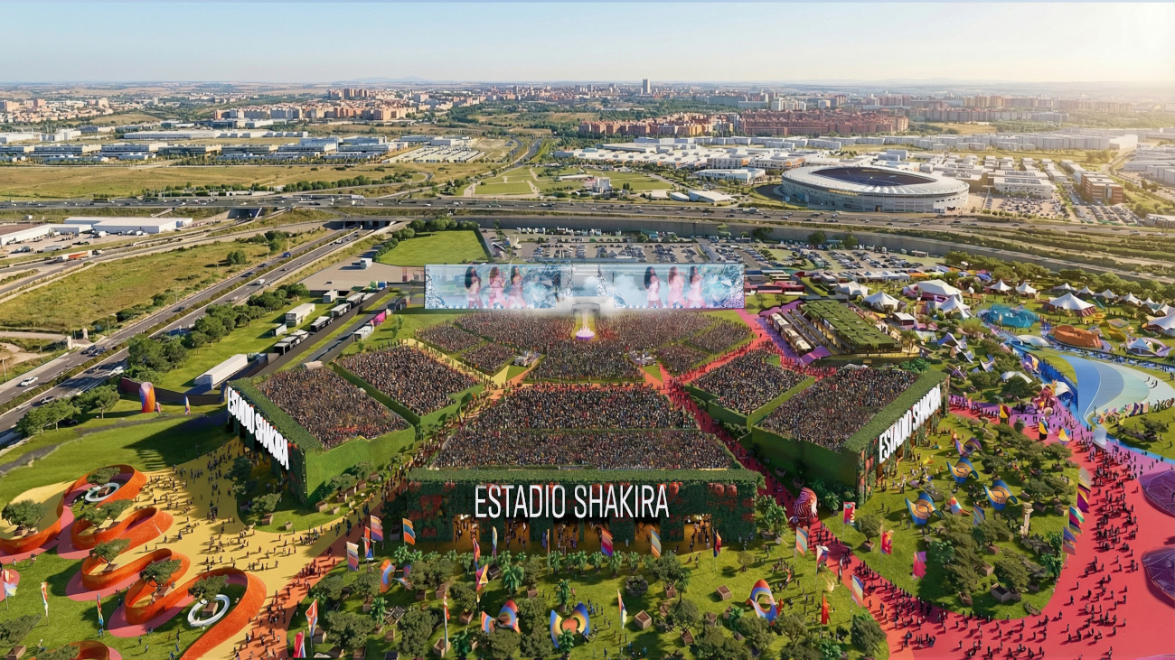 Renderings for the Shakira Stadium project in Madrid, 2026