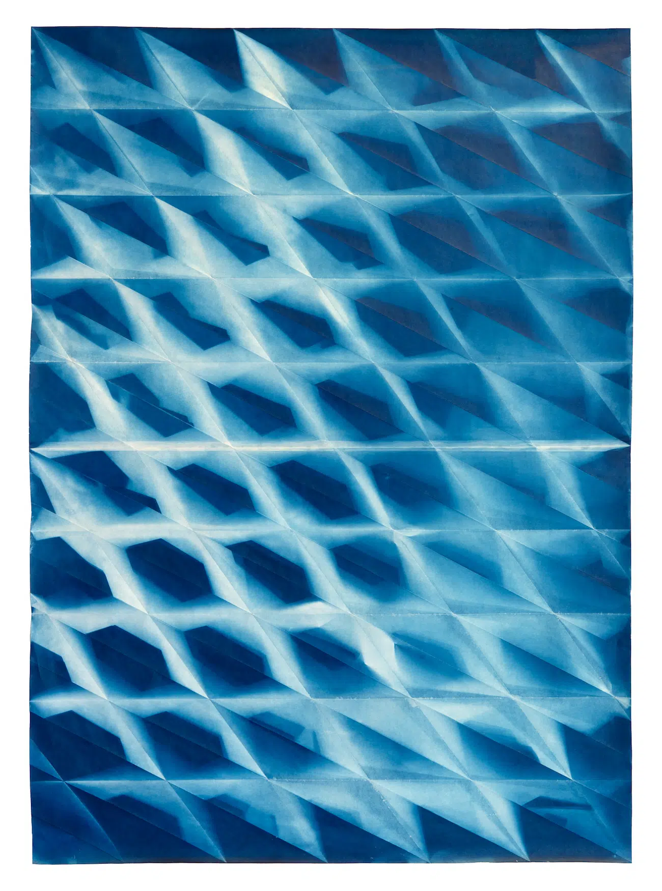 Fritz Horstman, Folded Cyanotype, 2025, 39.5 x 53.5 inches.