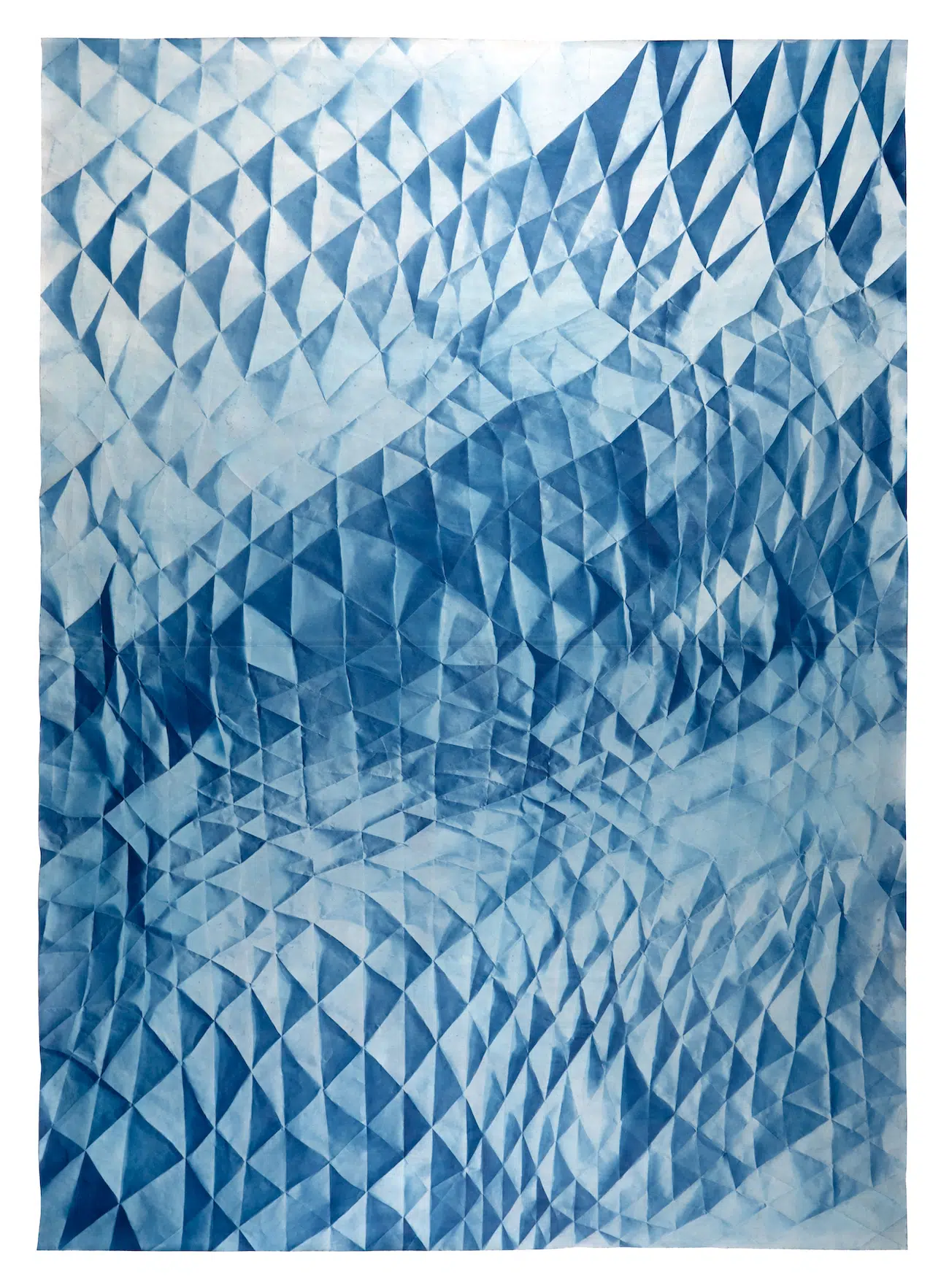 Fritz Horstman, Folded Cyanotype, 2025, 53 x 39.5 inches.