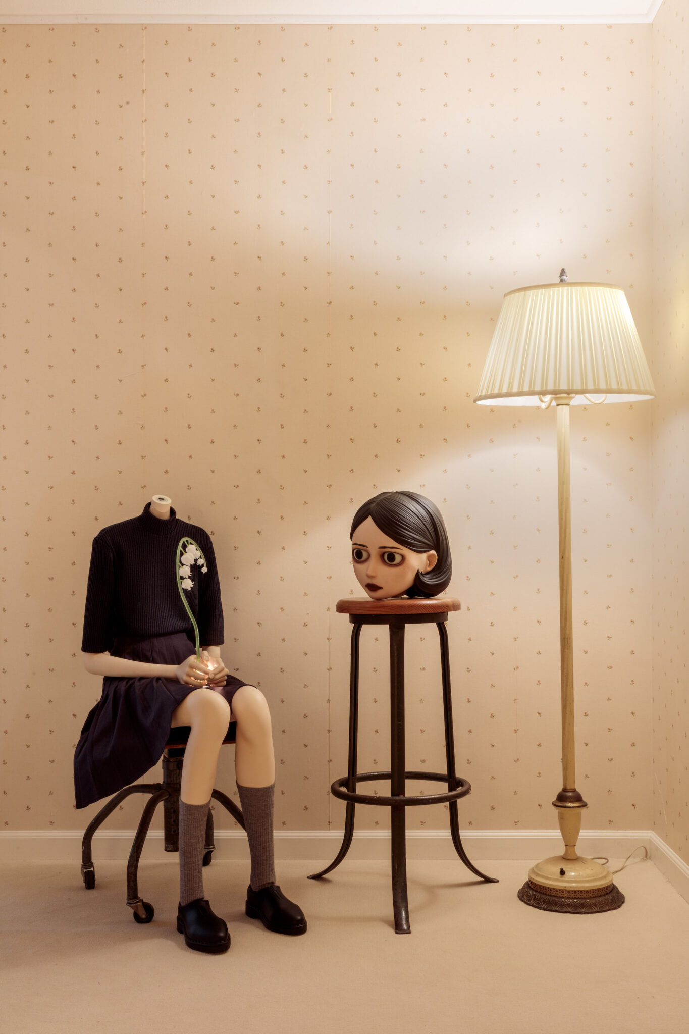 &ldquo;Poison Little Girl,&rdquo; 2025. Aluminum, hand-blown glass, custom garments, and automotive paint