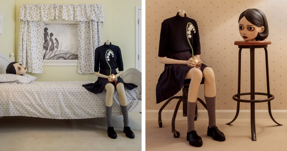 Thought-Provoking Headless Girl Installations Explore Psychological Themes of Life and Death