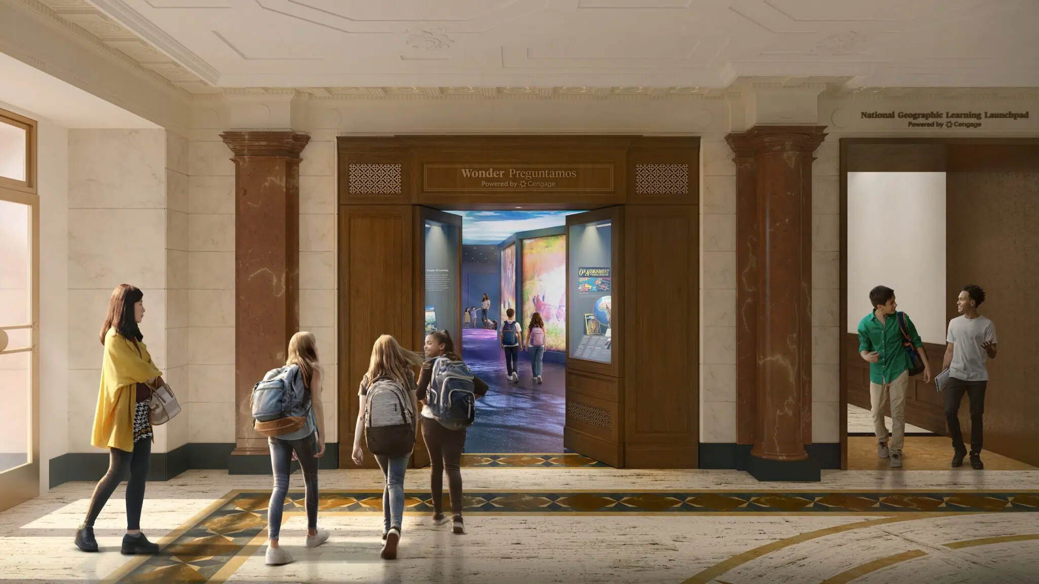 Rendering of the entrance to the museum&rsquo;s Learning Launchpad section, powered by Cengage.