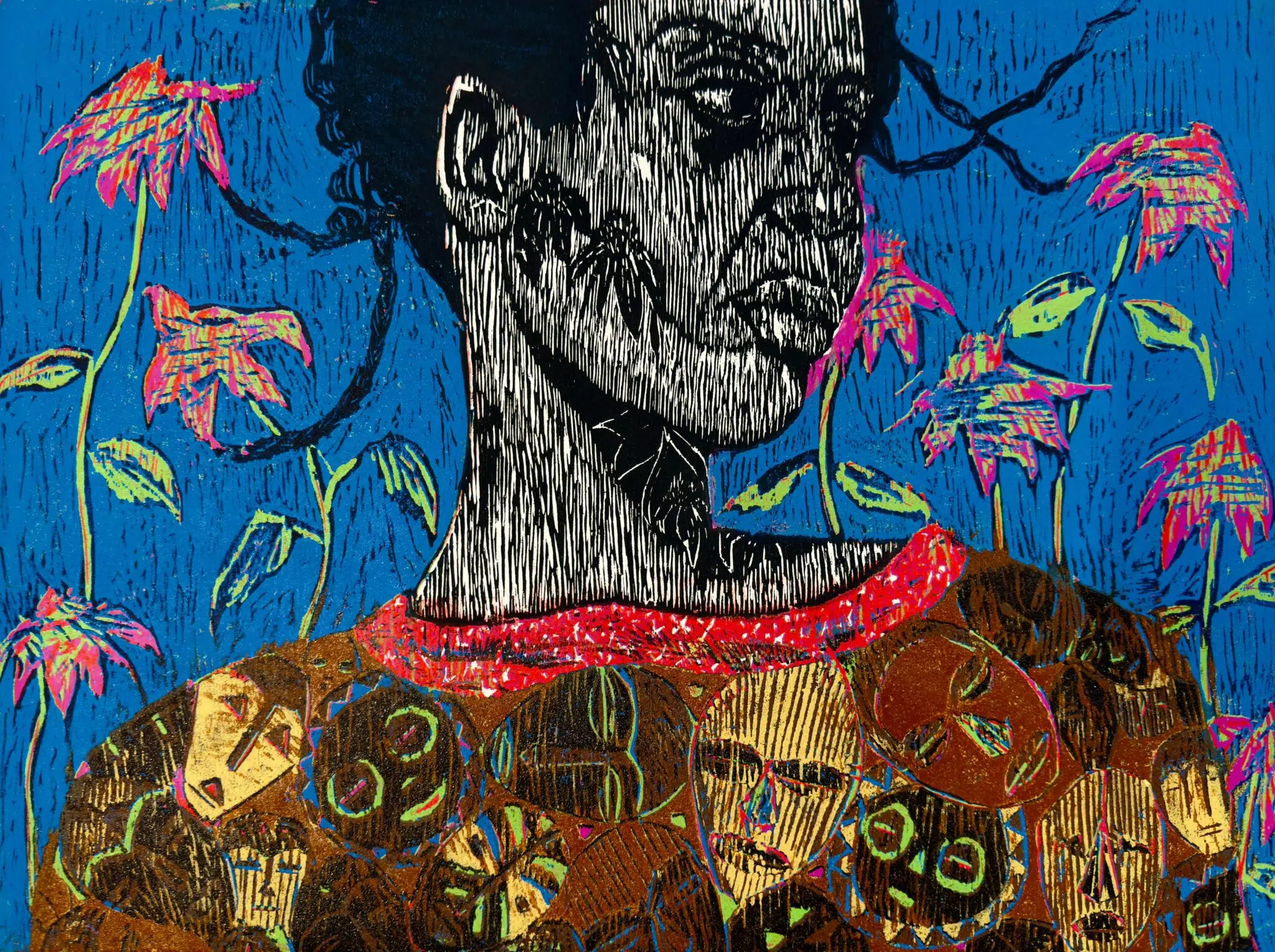 Traci Mims, “Because They Stood,” 2025. Color reduction woodcut print on paper