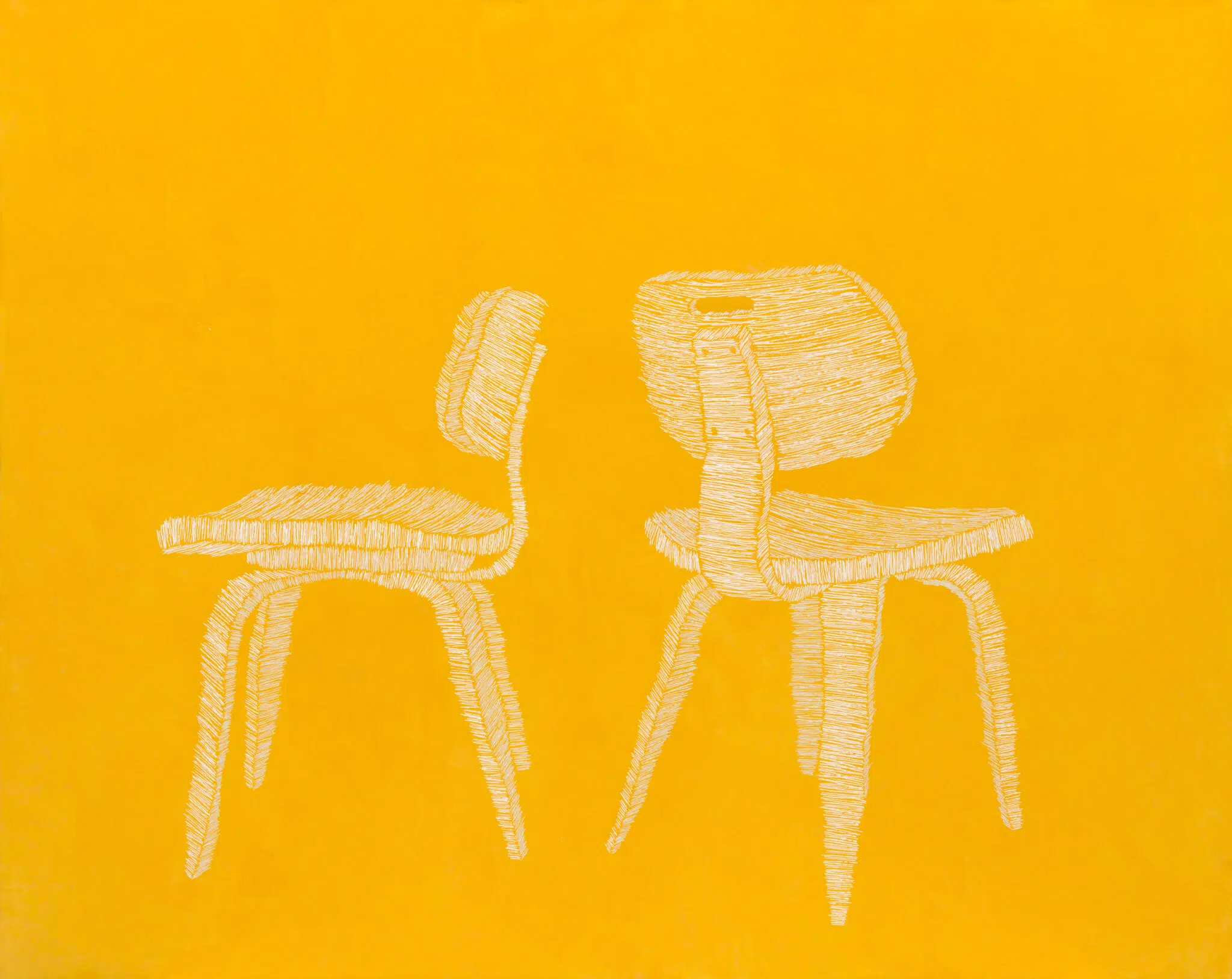 Joanne Jung-eun Lee, “In conversation (You and me),” 2023. Colors on layered Korean mulberry paper with traditional glue mixture