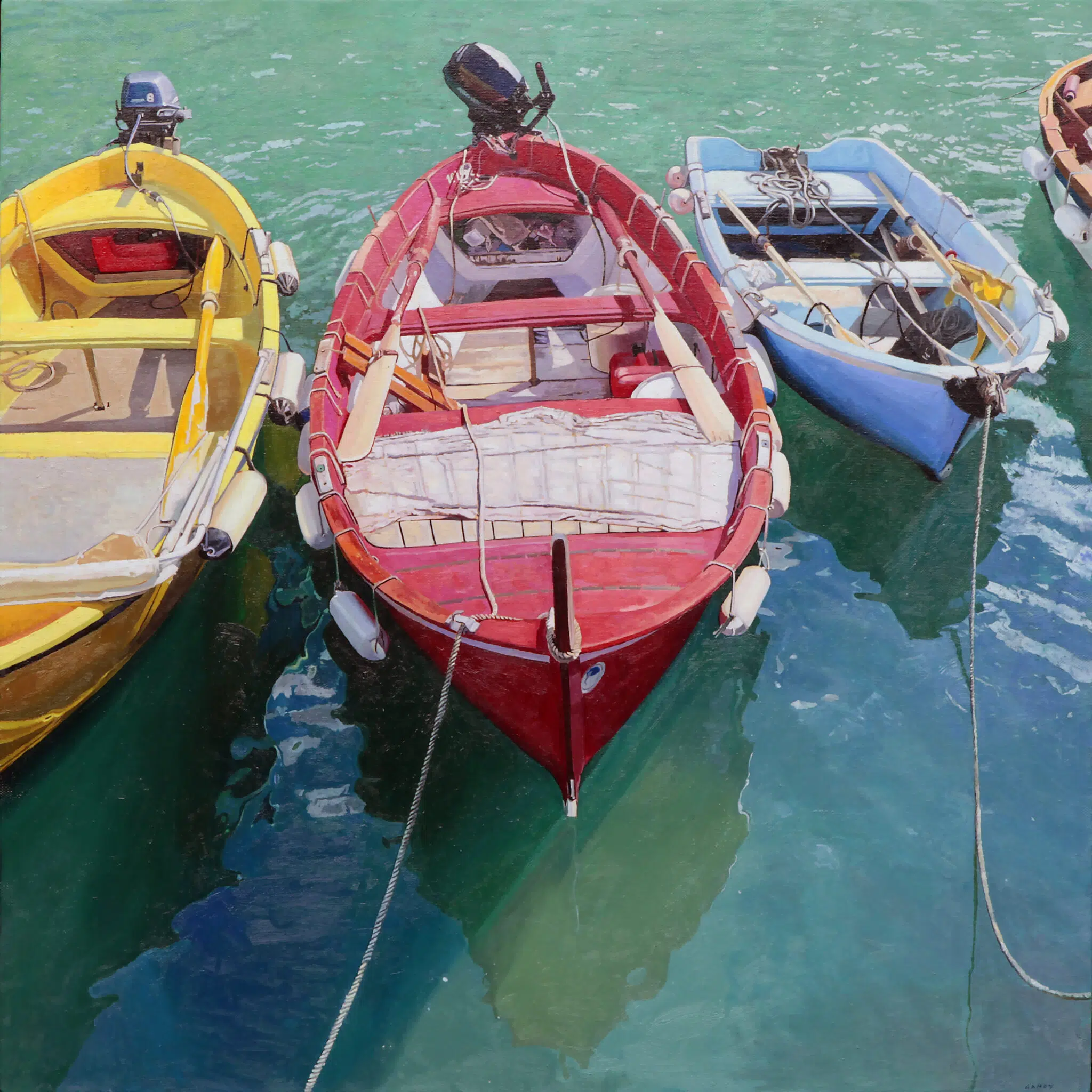 Greg Gandy, “Boats in Vernazza,” 2025. Oil on canvas