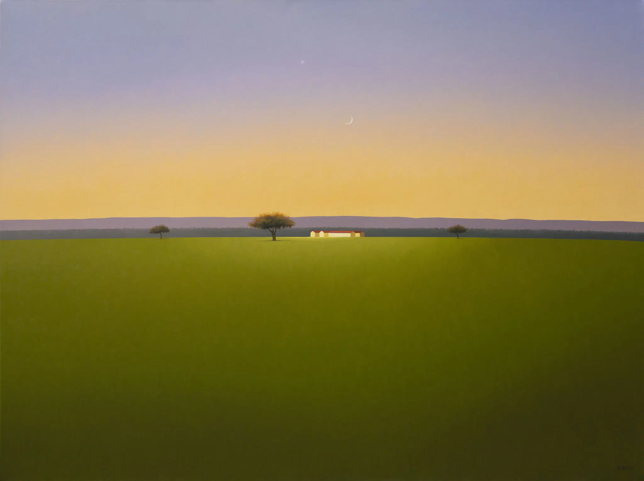 José Basso, “Luna Creciente al Calor de la Tarde,” 2025. Oil on canvas