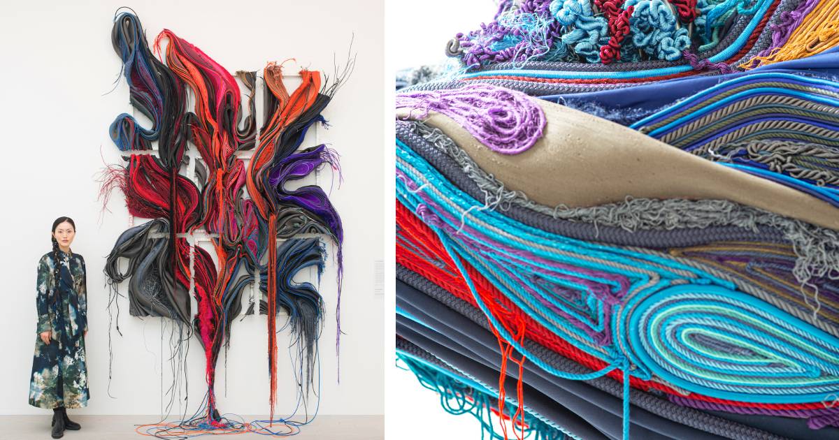 Sinuous Fiber Sculptures Twist Themes of Social Media With Female Identity