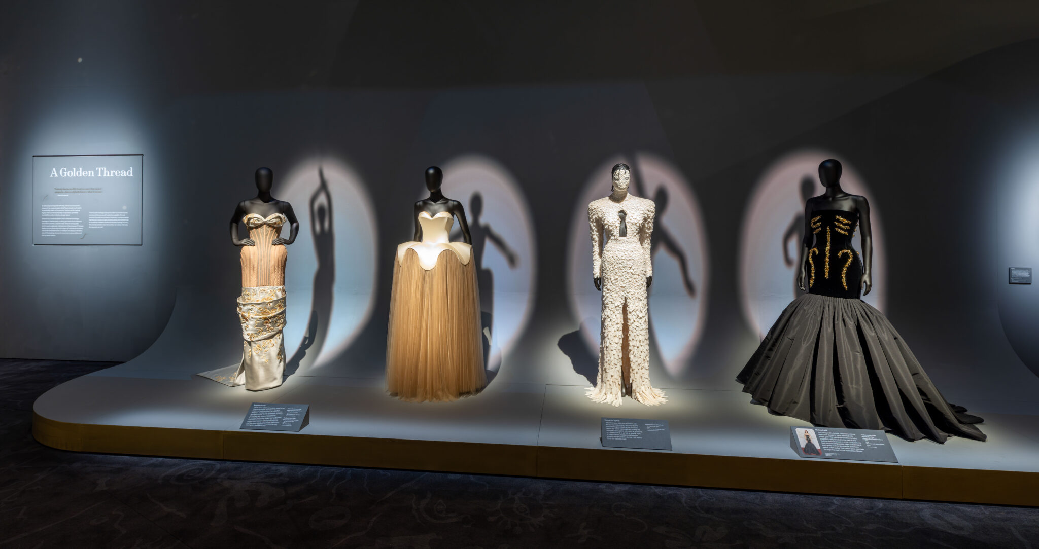 Installation view of &ldquo;Schiaparelli: Fashion Becomes Art,&rdquo; at the V&A Museum in London