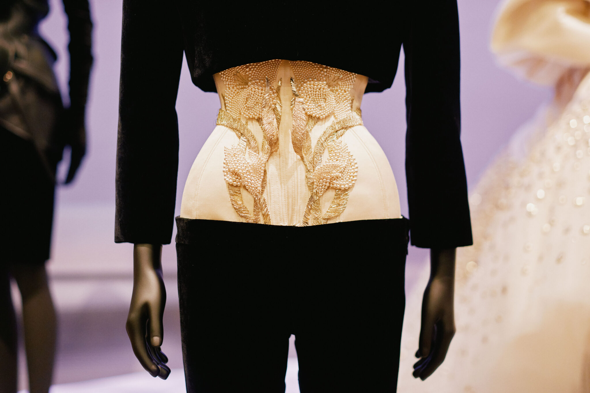 Installation view of &ldquo;Schiaparelli: Fashion Becomes Art,&rdquo; at the V&A Museum in London