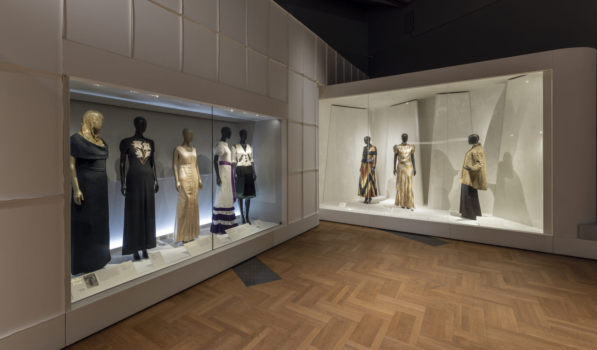 Installation view of &ldquo;Schiaparelli: Fashion Becomes Art,&rdquo; at the V&A Museum in London