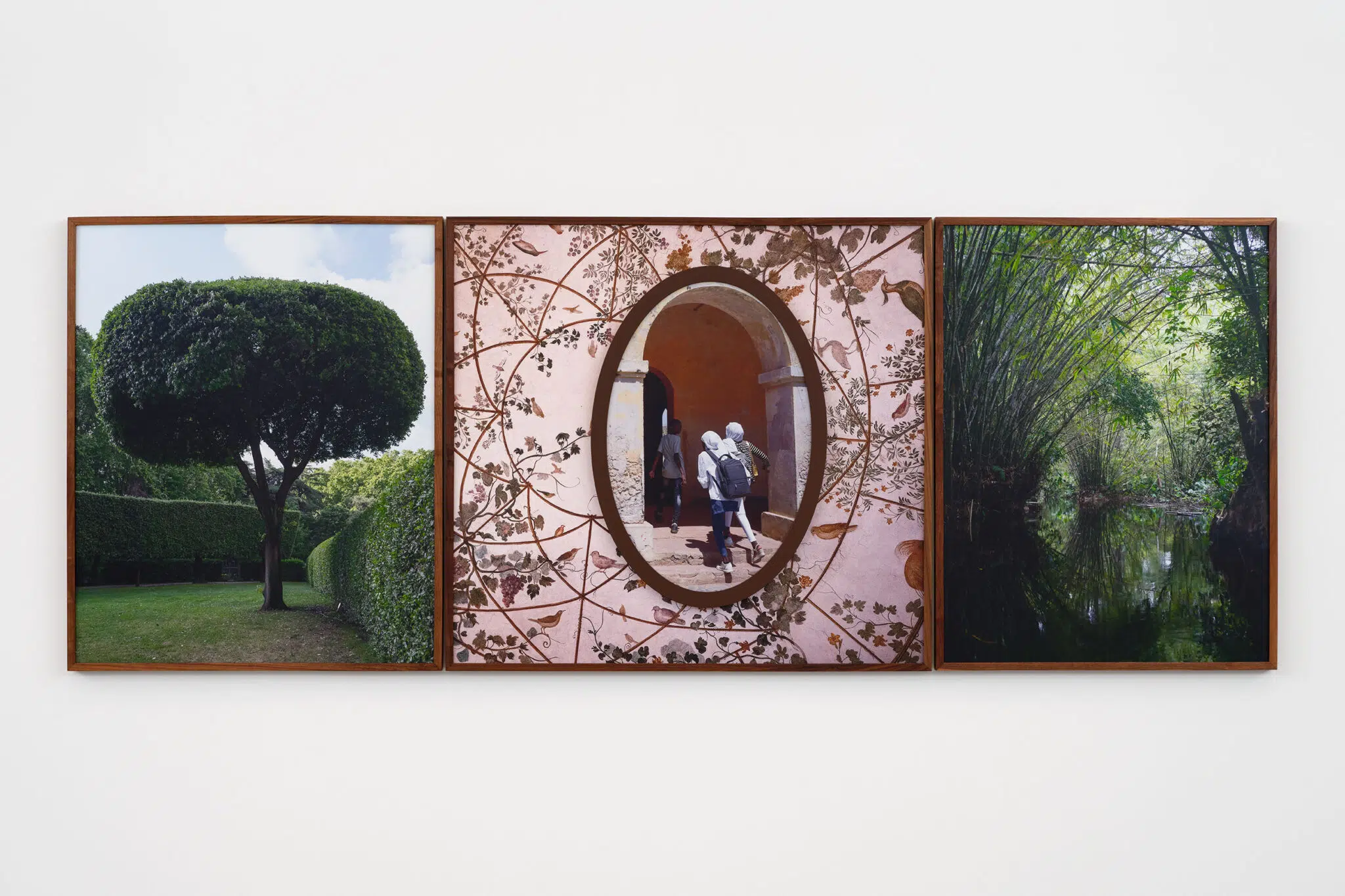 “The Promise (Ghana, Rome, Gorée),” 2026. Four UV pigment prints on Dibond in artist’s frames.