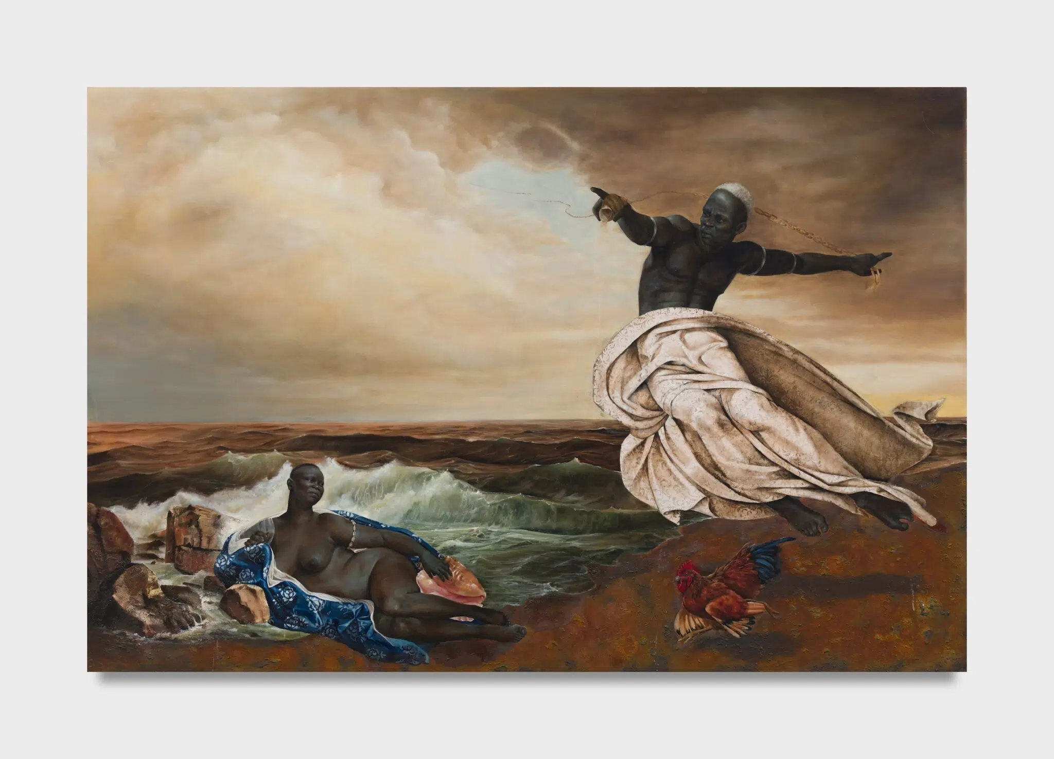 Harmonia Rosales, &ldquo;Creation Story,&rdquo; 2021 . Oil and genuine silver leaf on wood panel