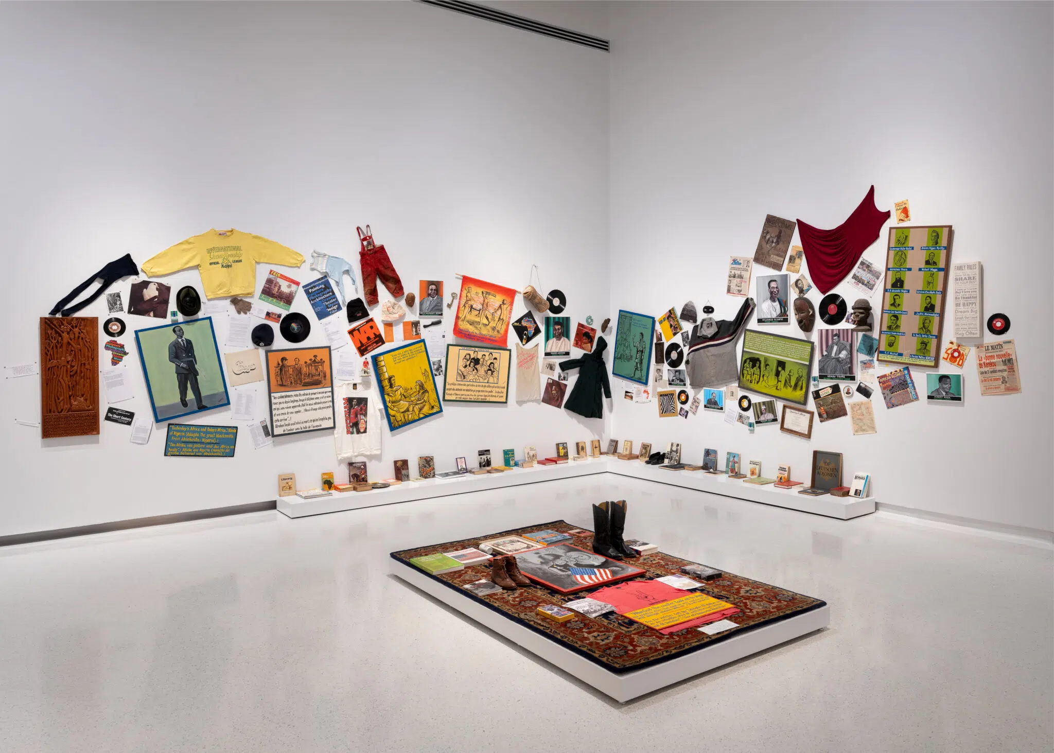 Installation view of Georges Ad&eacute;agbo, &ldquo;Le Socialism Africain,&rdquo; 2001&ndash;04, featured in &ldquo;If the word we,&rdquo; the 59th Carnegie International at the Carnegie Museum of Art, Pittsburgh. (Photo: Zachary Riggleman)