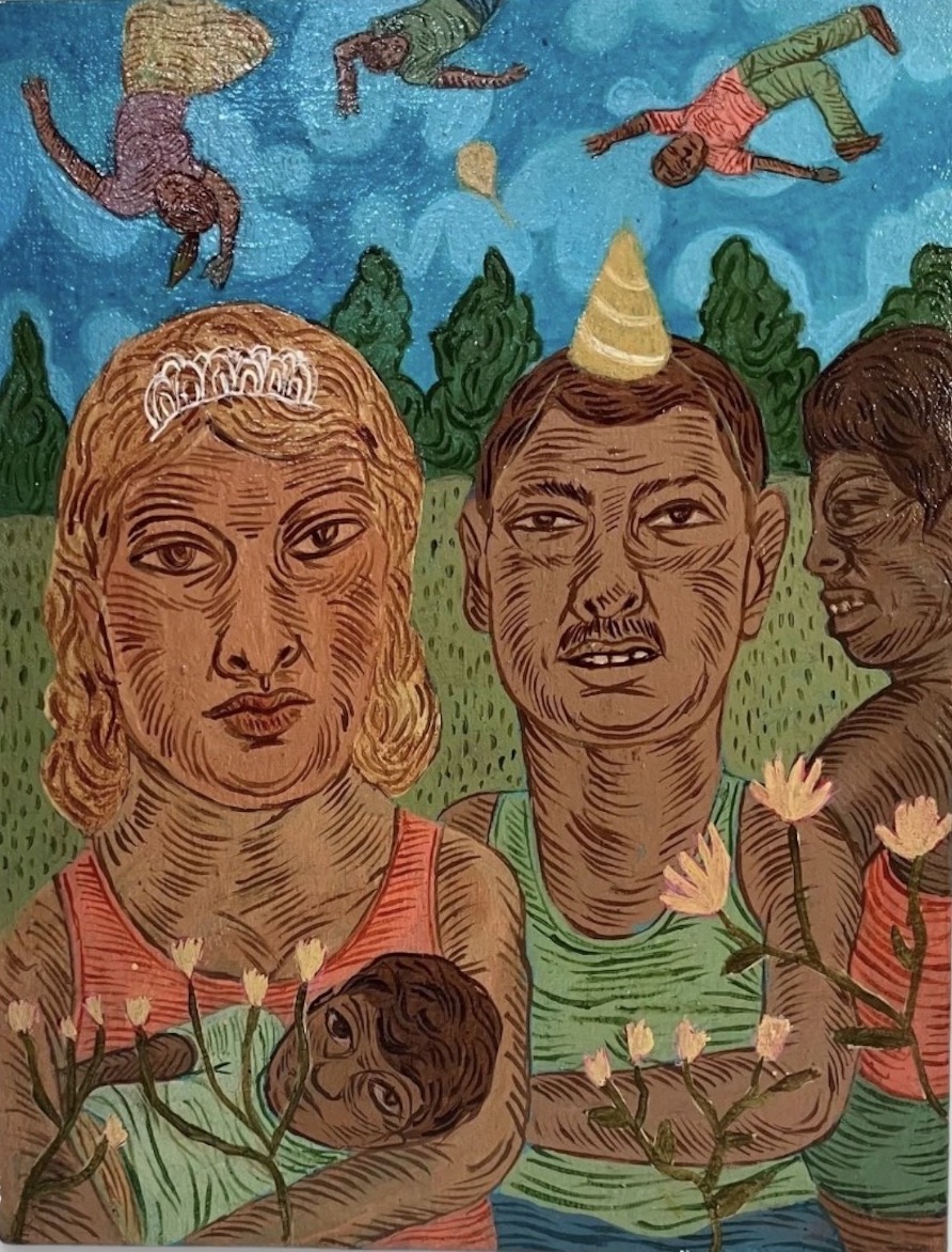 Jos&eacute; Lozano, "Some of the Guests Have Left," 2024 acrylic on canvas, 12 x 9 1/2 in. Courtesy of Cheech Marin.
