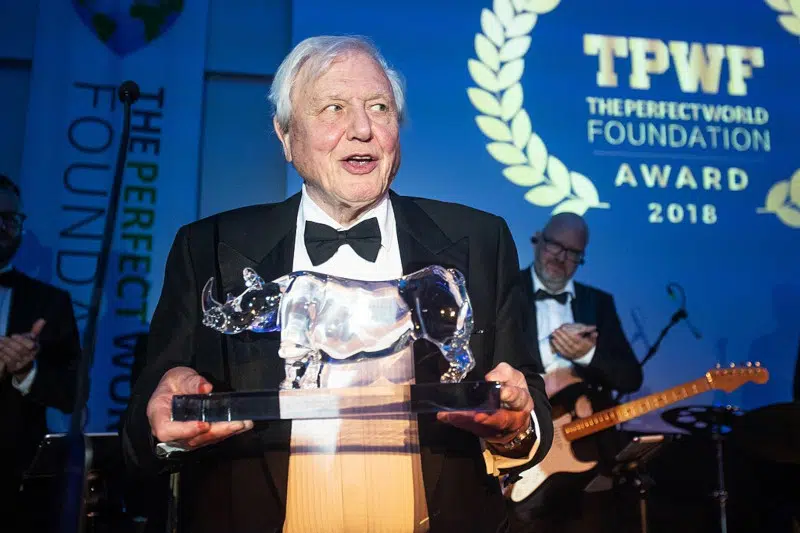 David Attenborough receiving award