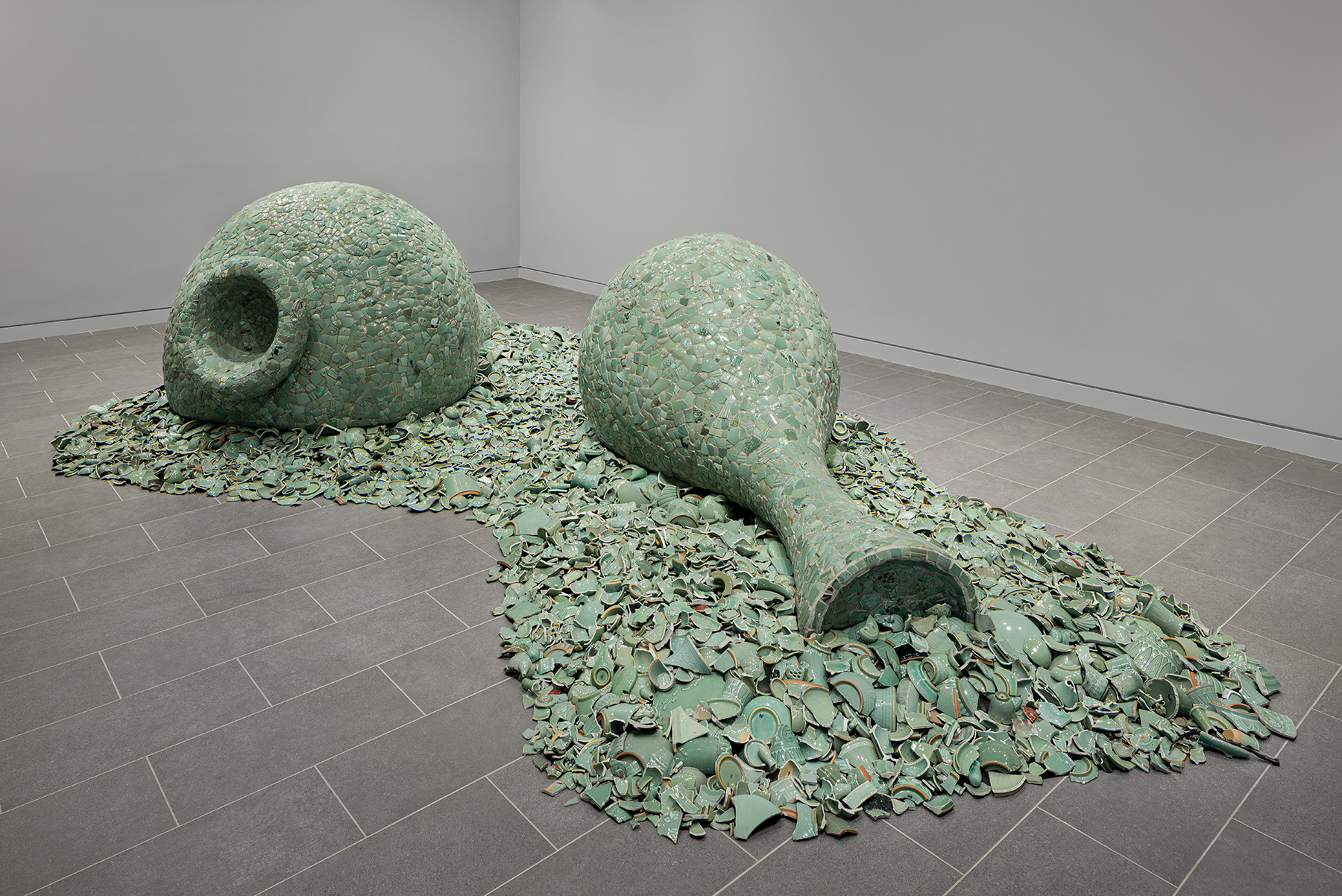 Installation view of “Celadon Landscape,” now on view at the Green-House at Green-Wood Cemetery in Brooklyn, NY