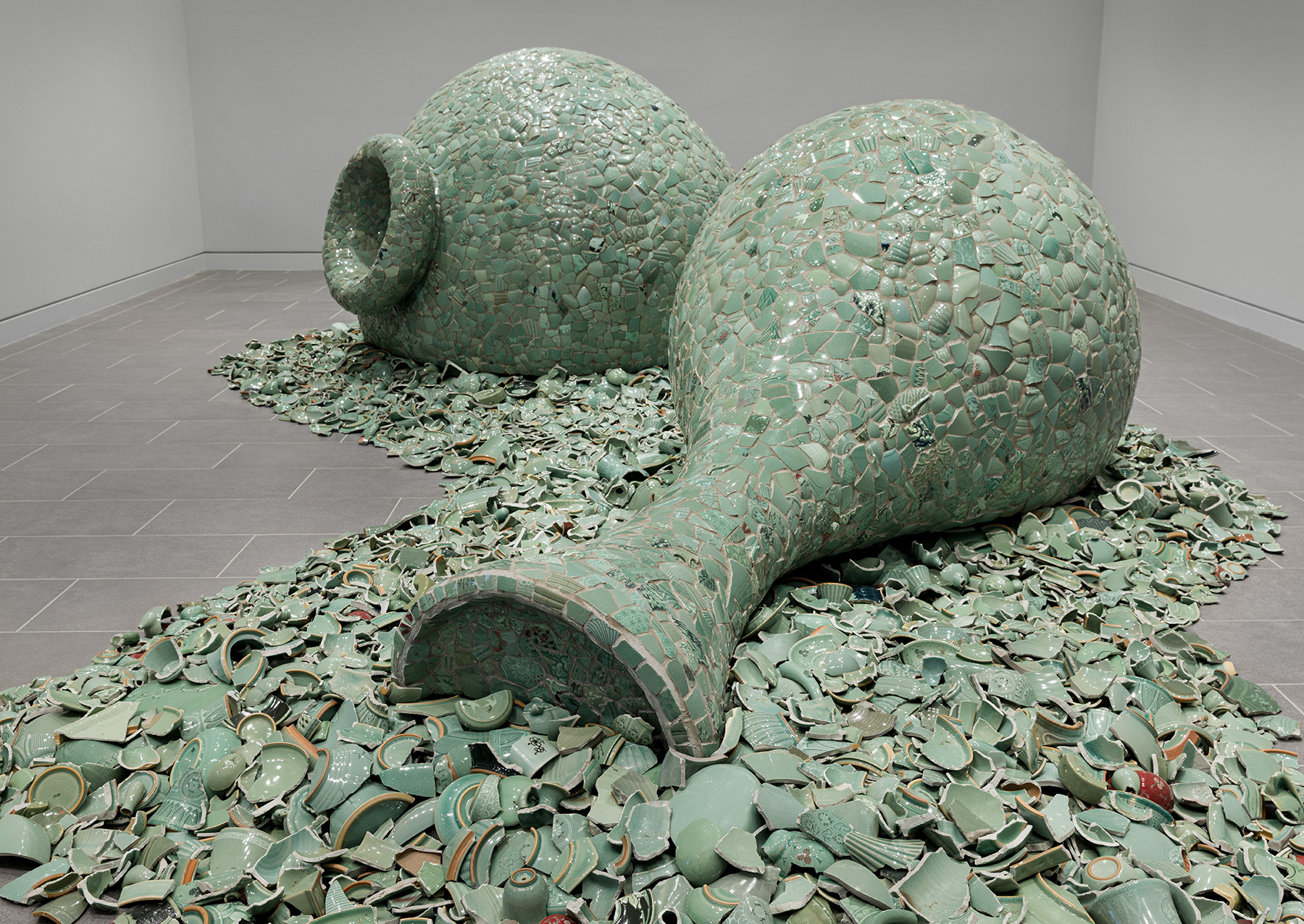 Installation view of “Celadon Landscape,” now on view at the Green-House at Green-Wood Cemetery in Brooklyn, NY