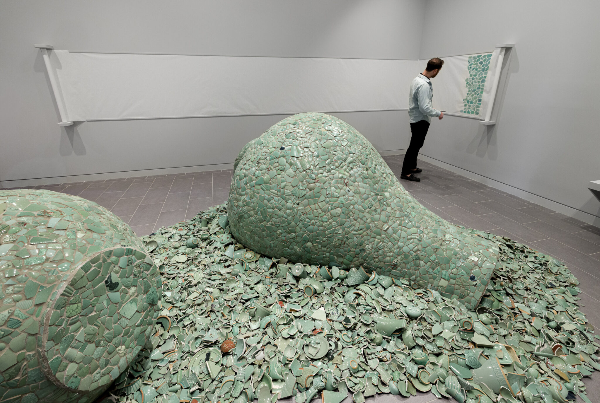 Installation view of “Celadon Landscape,” now on view at the Green-House at Green-Wood Cemetery in Brooklyn, NY