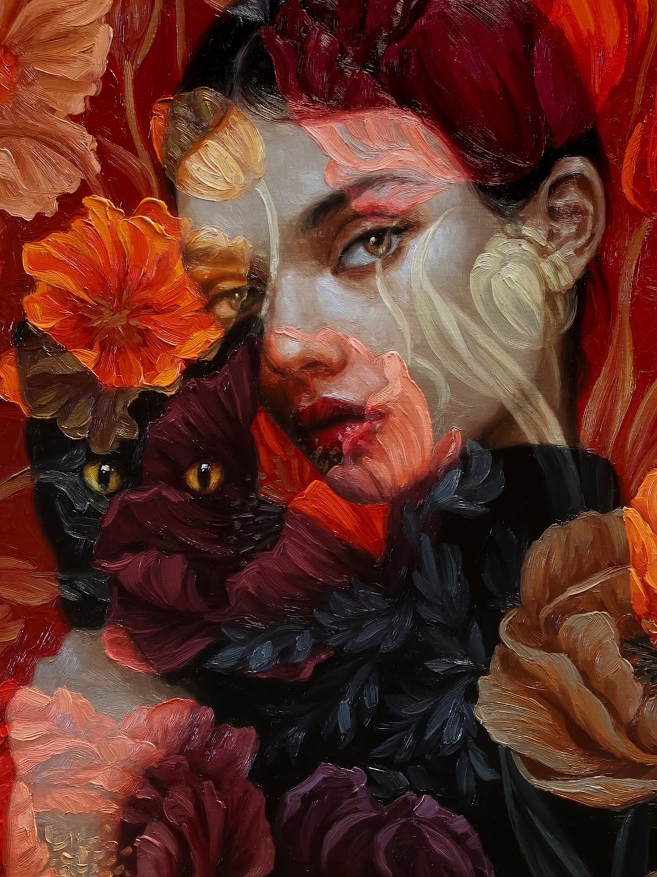Oil Portraiture With Flowers by Jess Currier