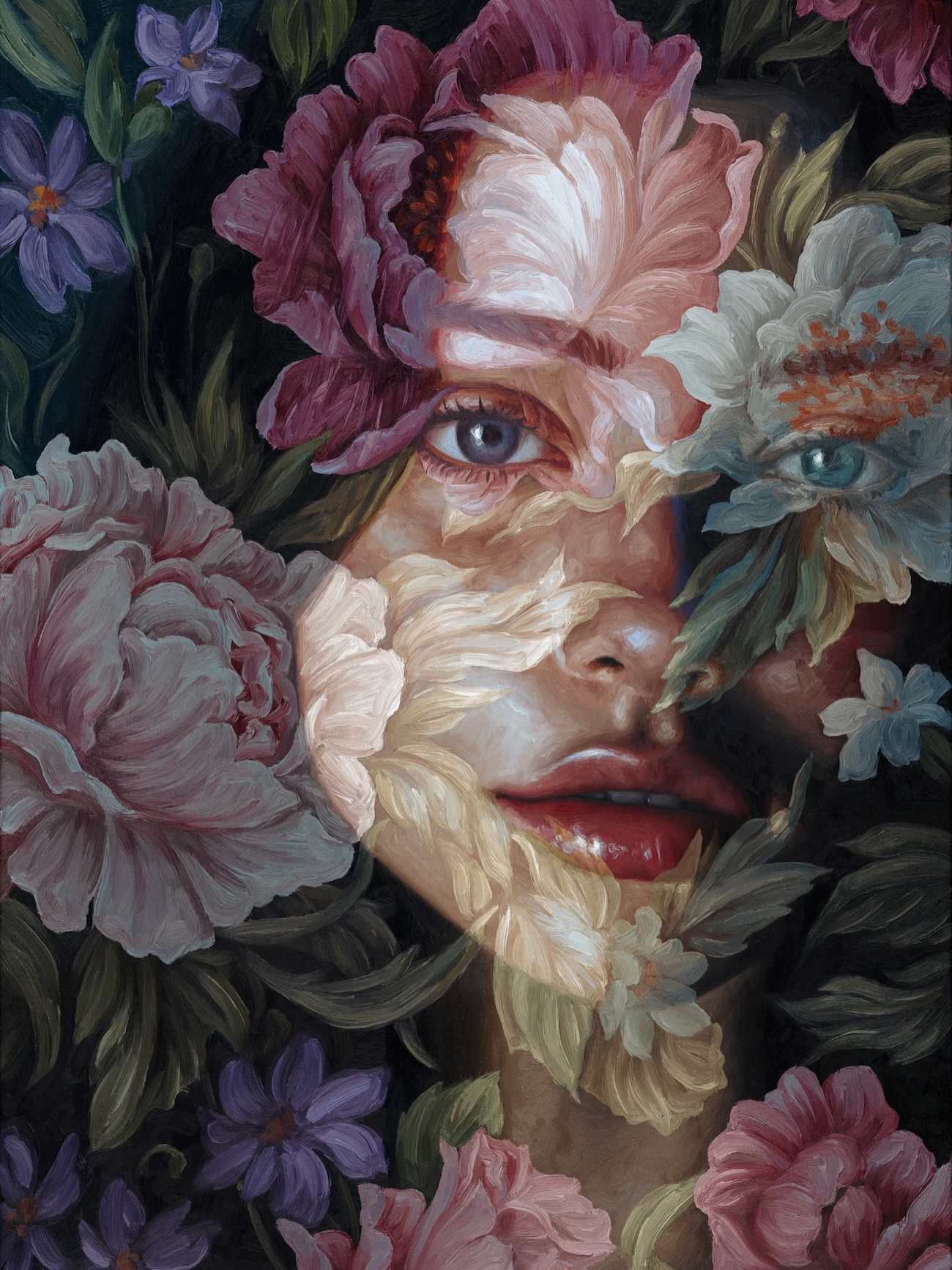 Oil Portraiture With Flowers by Jess Currier