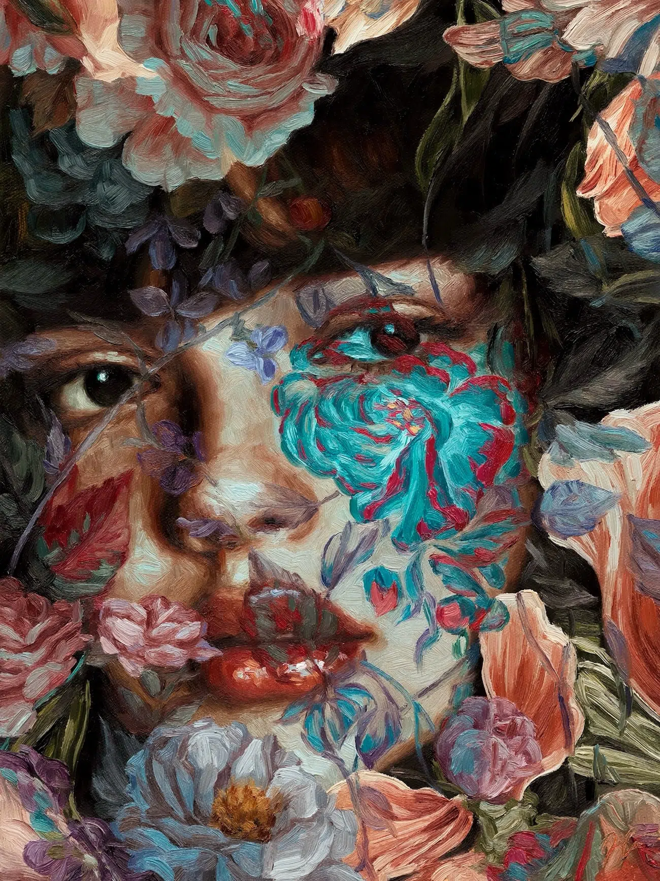 Oil Portraiture With Flowers by Jess Currier