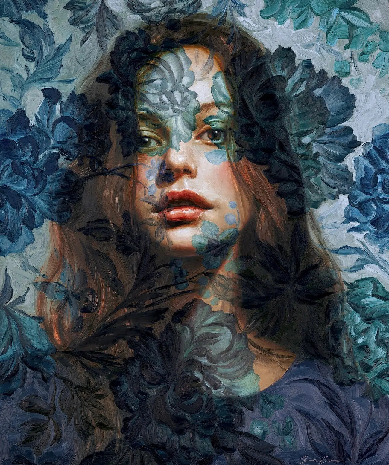 Oil Portraiture With Flowers by Jess Currier