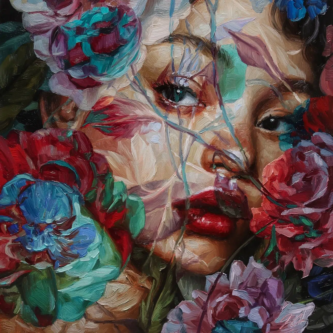 Oil Portraiture With Flowers by Jess Currier