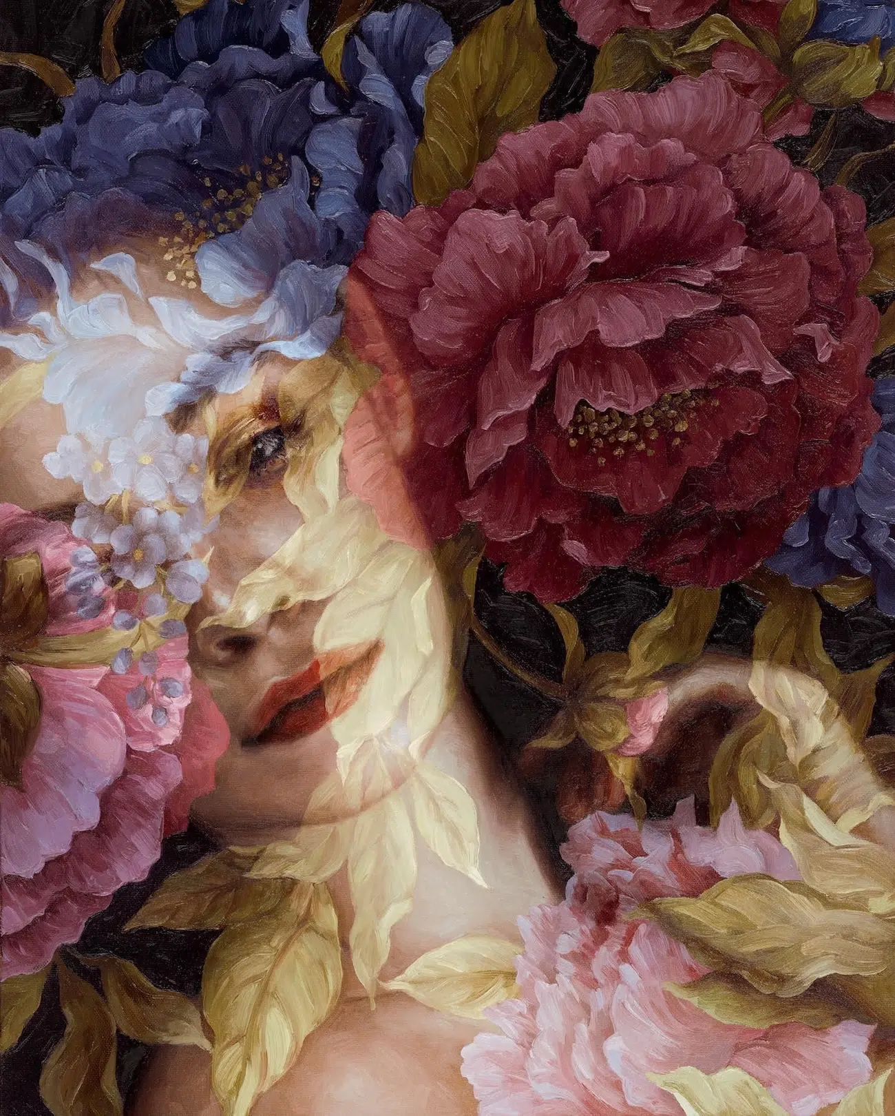 Oil Portraiture With Flowers by Jess Currier