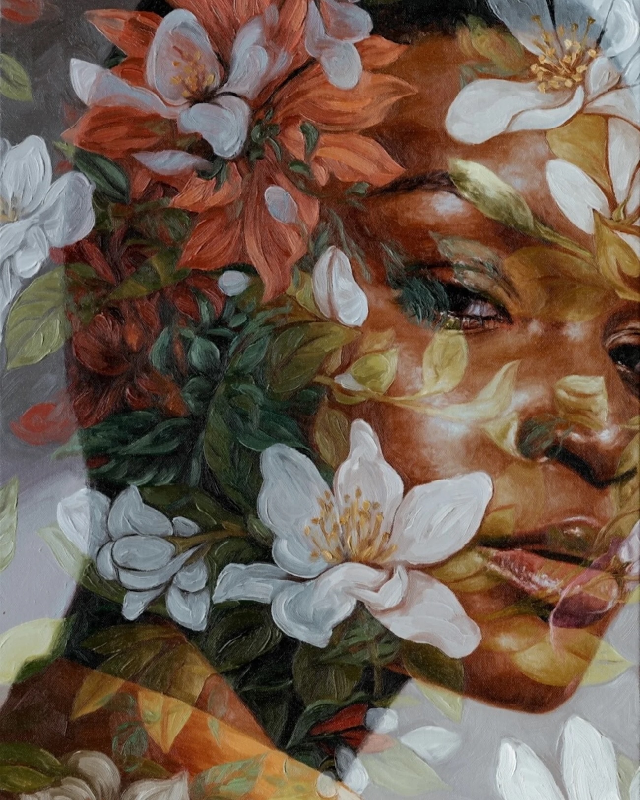 Oil Portraiture With Flowers by Jess Currier