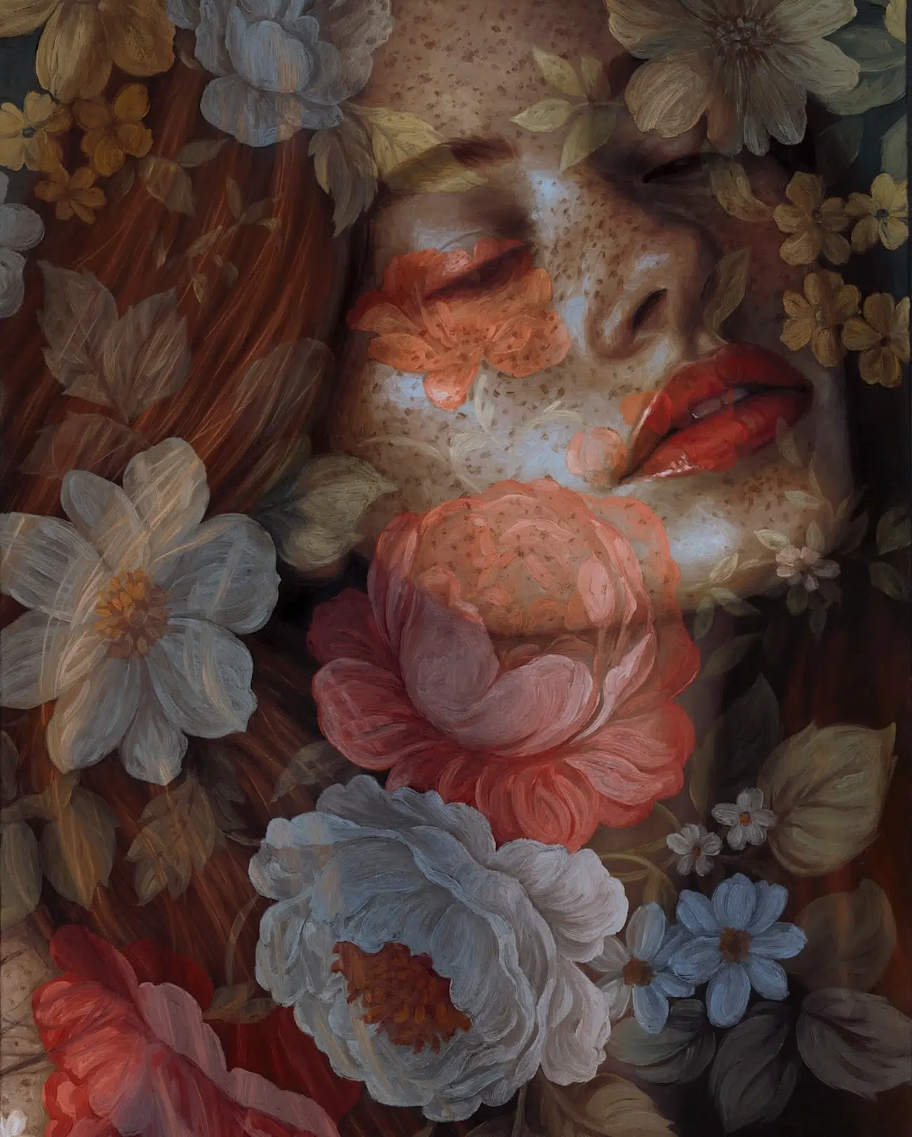 Oil Portraiture With Flowers by Jess Currier