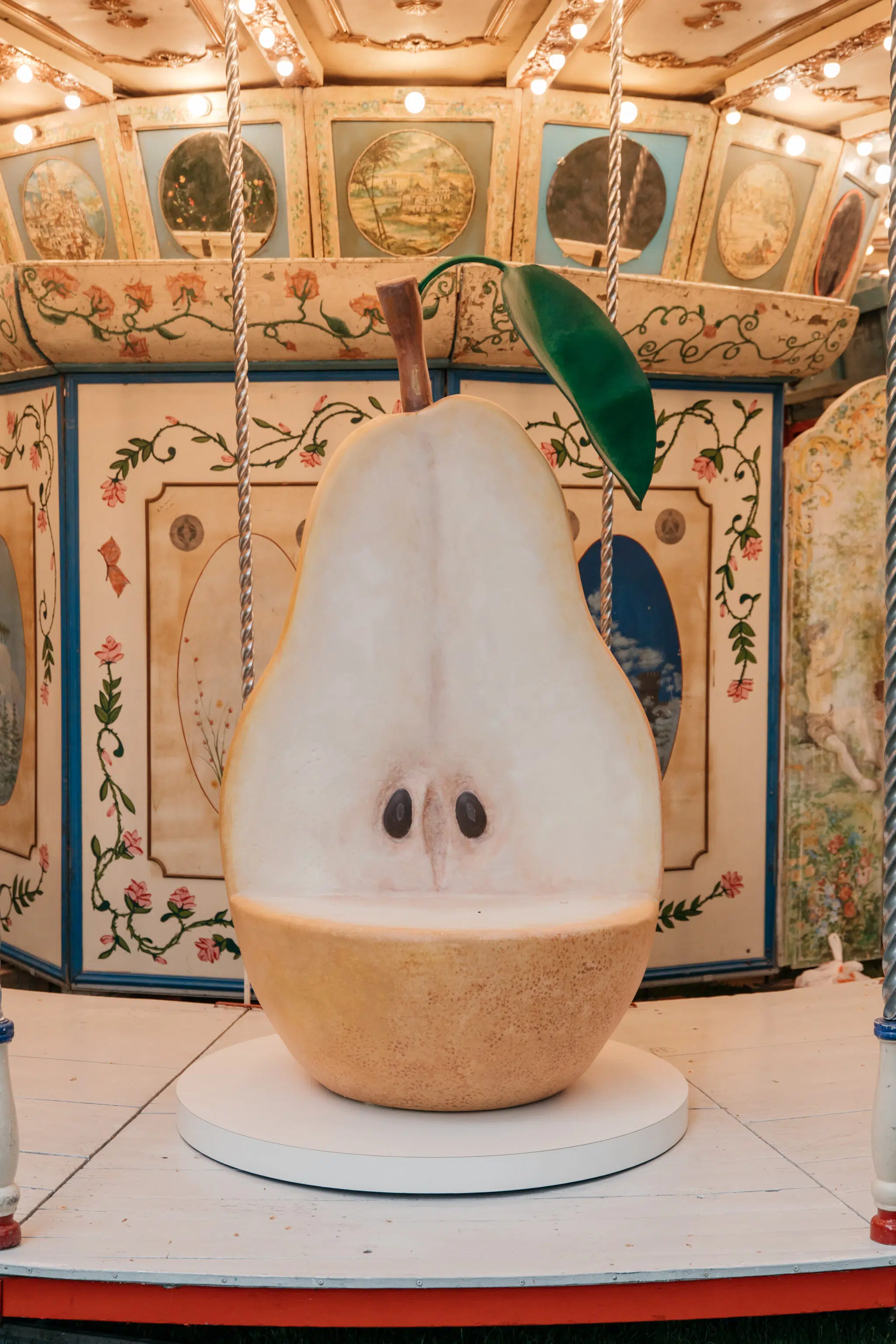 A pear seat, part of the carousel produced for the Laila Gohar x Arket collaboration