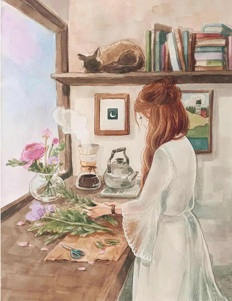 Watercolor illustration by Melocotonki