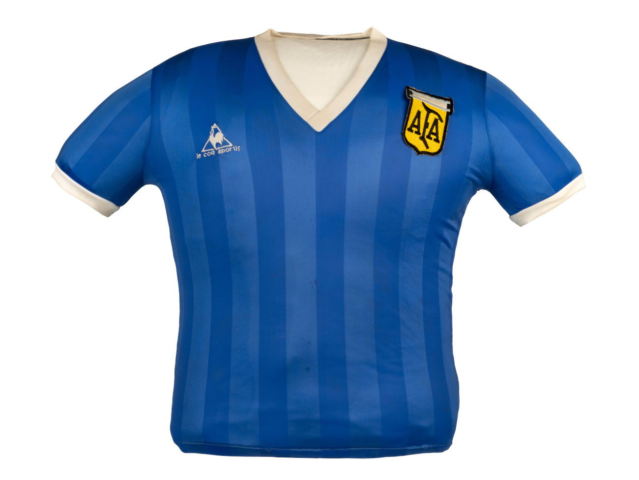 Maradona's "Hand of God". Jersey worn by the player in the 1986 World Cup game against England.