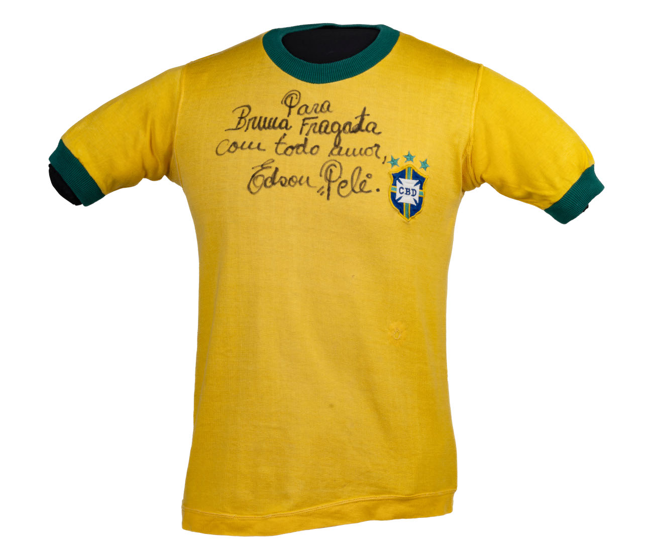 No. 10 of the Century Pelé's shirt from the 1972 international match against Yugoslavia signed by the player, 1972