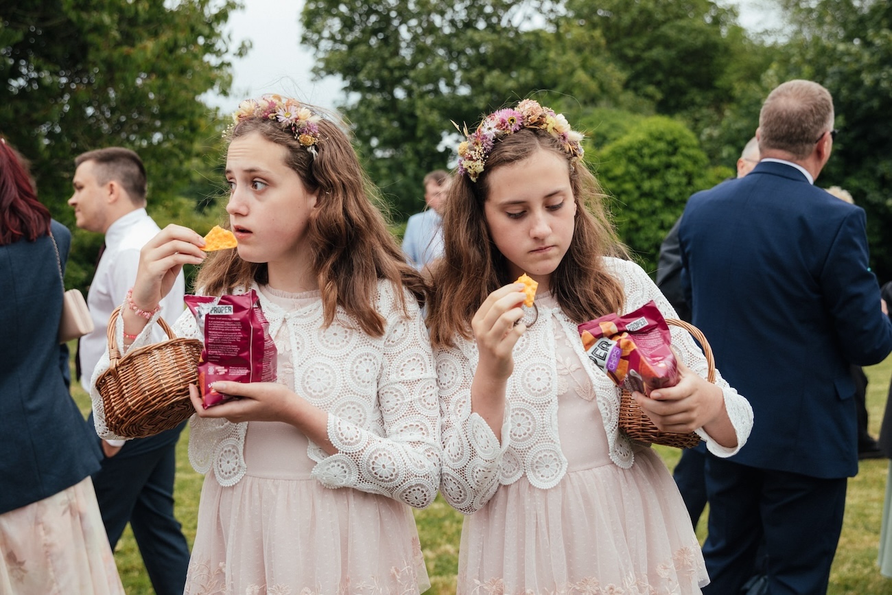 Twin Girls Eating Food