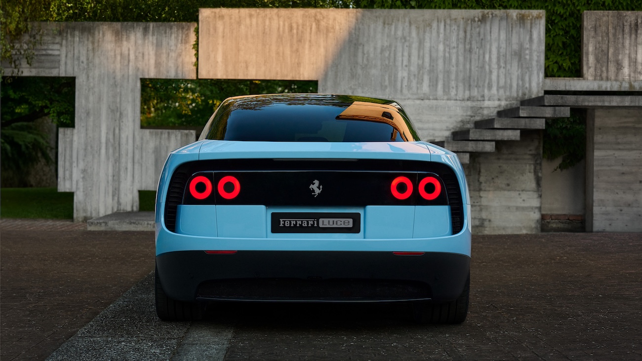 Ferrari Luce exterior blue, back view