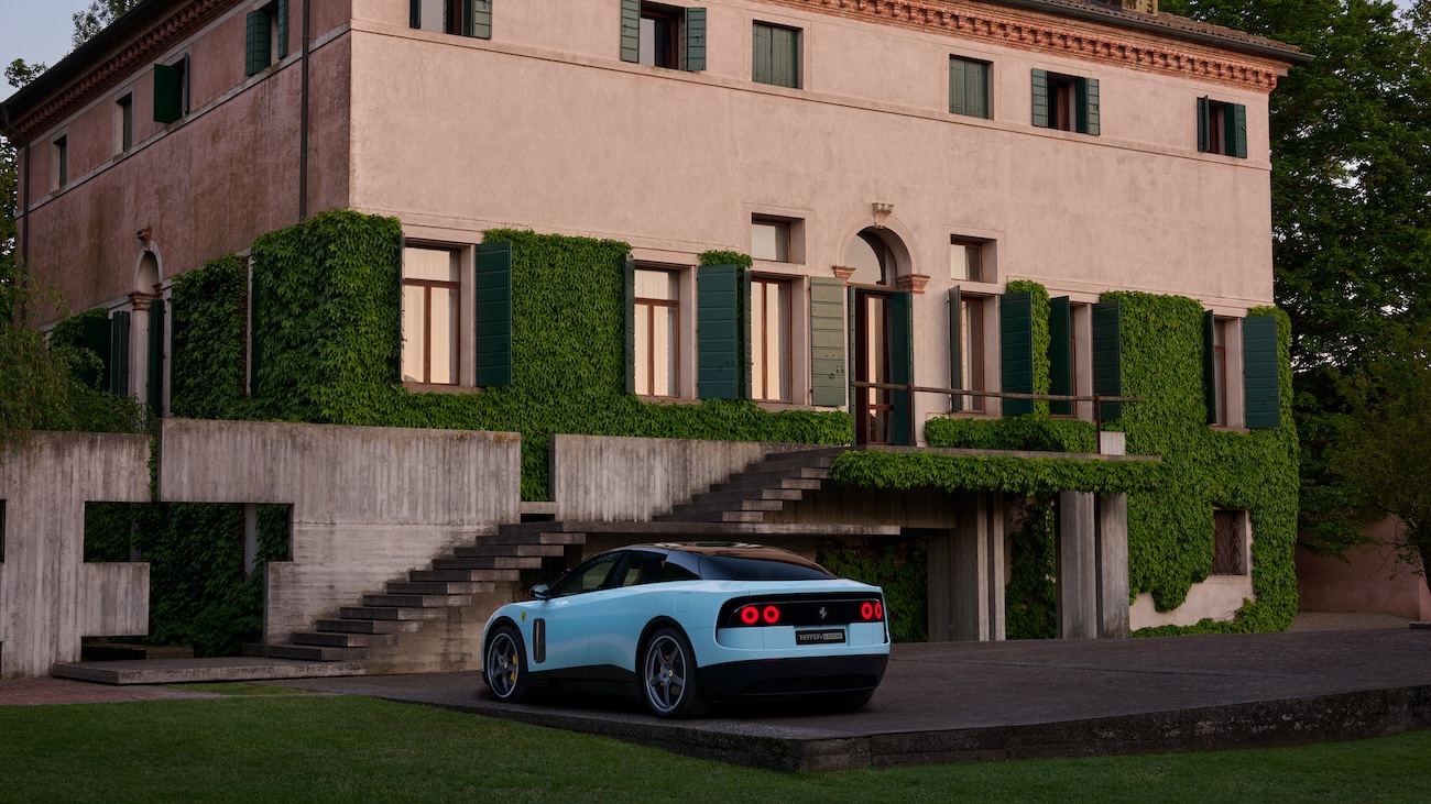 Ferrari Luce exterior blue, back and side view