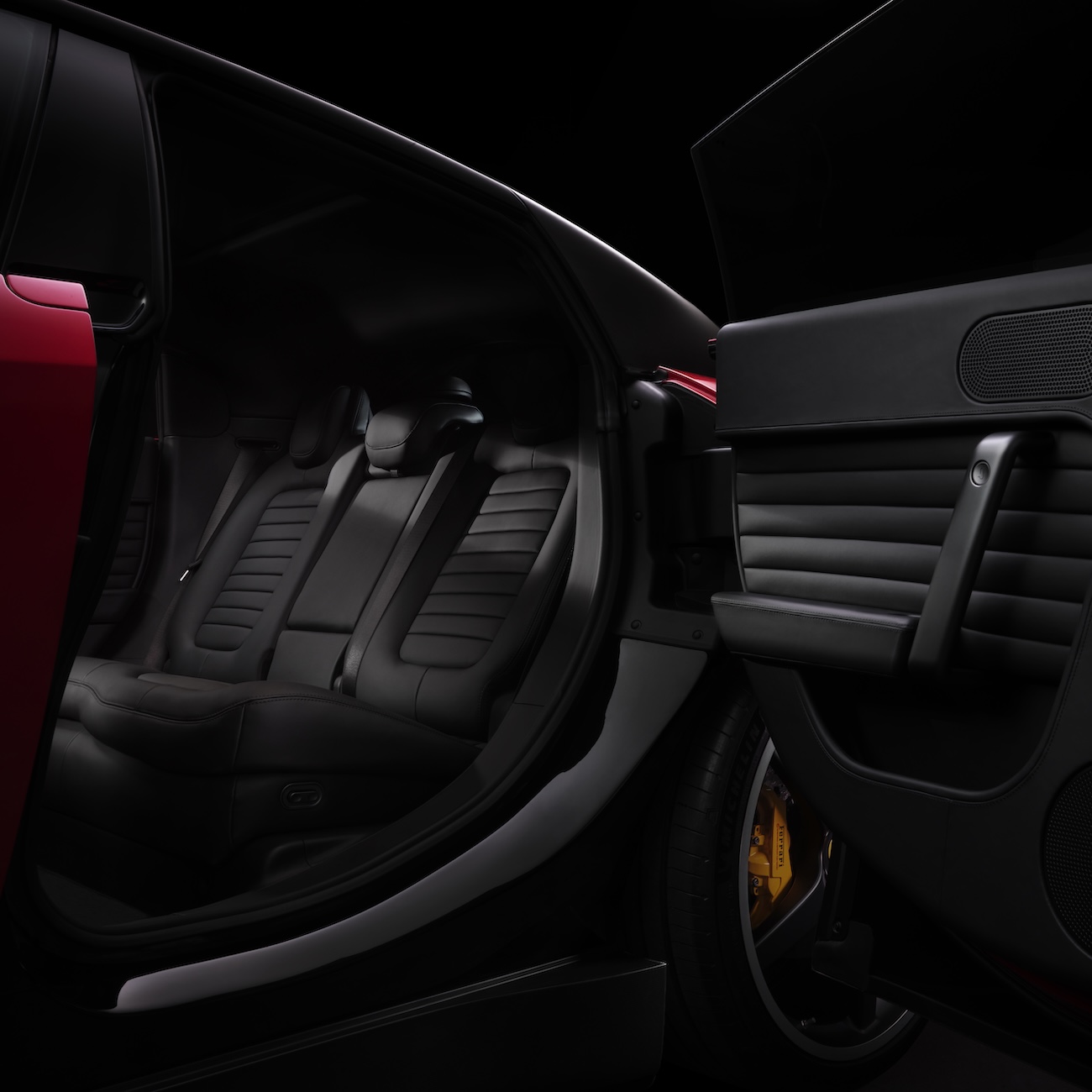 Ferrari Luce exterior red, backseat view