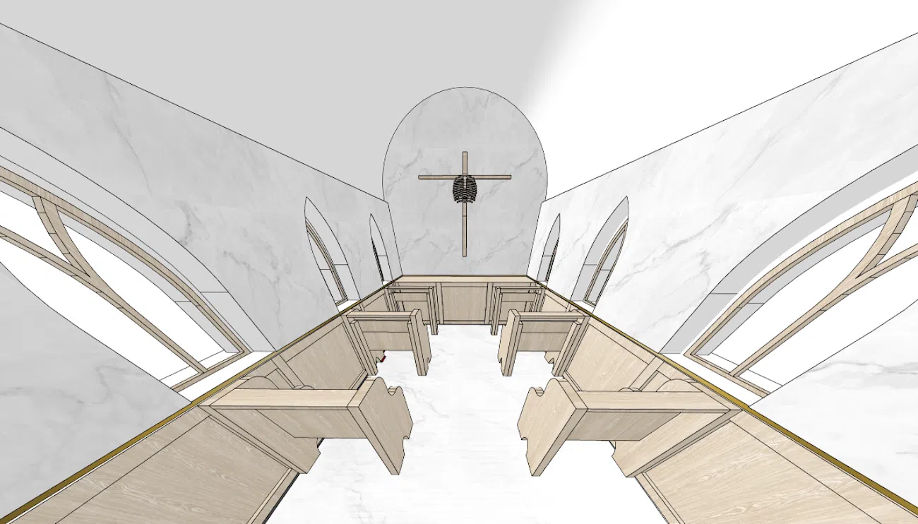 Chapel interior initial rendering